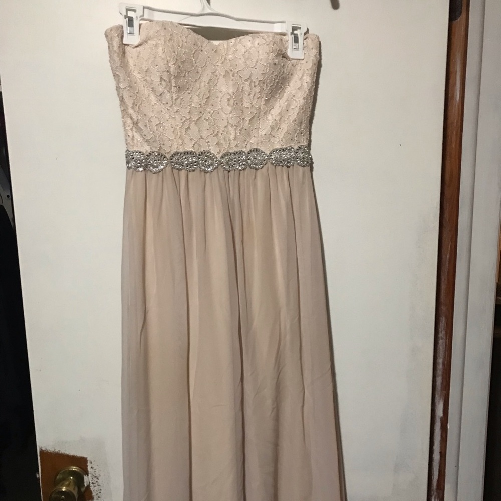 Strapless long ivory dress